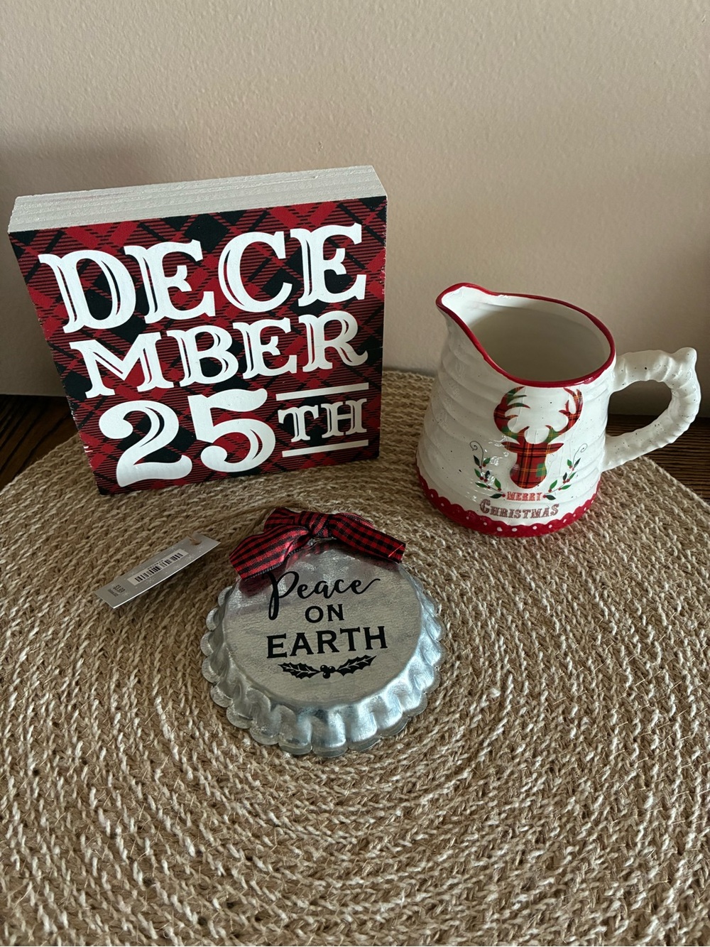 Christmas Buffalo Plaid Decor - 3 pieces